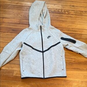 Nike Tech Light Gray & Black Kids Full-Zip Hoodie